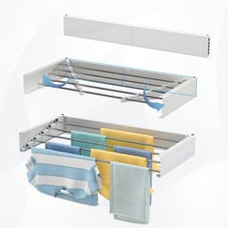 WoonWonder Wanddroogrek – Droogrek - Inklapbaar Droogrek - Wasrek Hangend - Uitschuifbaar - Muurdroogrek - 4m Drooglengte - 80 cm - 4m Drooglengte - Wit — thumbnail 2
