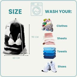NORDIX Waszak Groot XL - 60x90CM - Laundry Bag - Wasnet - Waszakje - Treksysteem - Trekbandsluiting - Polyester - Schoenenzak - WHITE — thumbnail 5