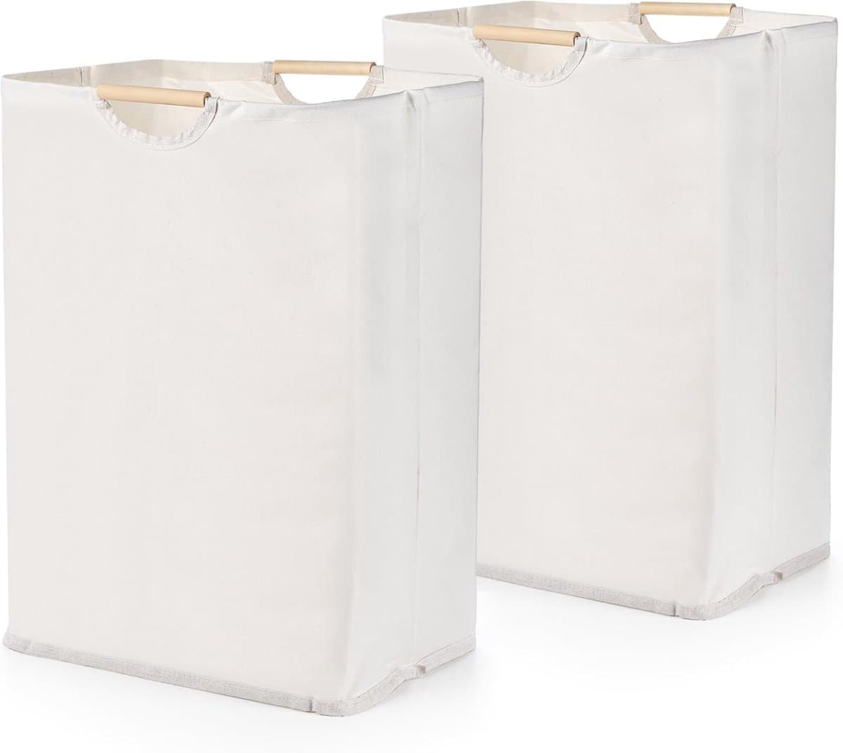 2 stuks - Wasmand - Opbergmand - Vuile Klerenmand - Organizer Kleding - grote wasmanden met handvat - opvouwbare wasmand voor vuile was - waterdichte wasmand - vrijstaande opbergmand - voor kleding, speelgoed, badkamer, woonkamer - 60 L - beige — afbeelding 1