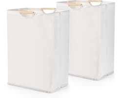 2 stuks - Wasmand - Opbergmand - Vuile Klerenmand - Organizer Kleding - grote wasmanden met handvat - opvouwbare wasmand voor vuile was - waterdichte wasmand - vrijstaande opbergmand - voor kleding, speelgoed, badkamer, woonkamer - 60 L - beige
