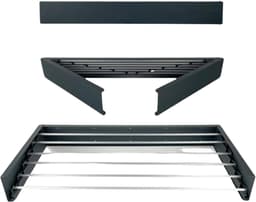 Livista Opvouwbaar Wanddroogrek – 100x50x10,5 cm – Aluminium – Stevig en Ruimtebesparend – Voor Binnen & Buiten – Zwart — thumbnail 1