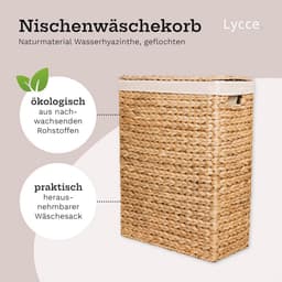 Ruimtebesparende Wasmand met Deksel - Gevlochten Waterhyacint, 58 Liter — thumbnail 2
