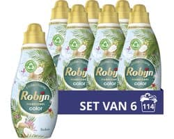 Robijn - Vloeibaar Wasmiddel -Klein & Krachtig - Kokos - 6 flessen - 114 wasbeurten - Voordeelverpakking
