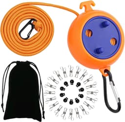 Uittrekbare antislip campingwaslijn 10 m reiskledinglijn met 10 vasthoudgespen en 20 wasknijpers, accessoires gadgets voor wasruimte balkon tuin kamperen camper — thumbnail 1