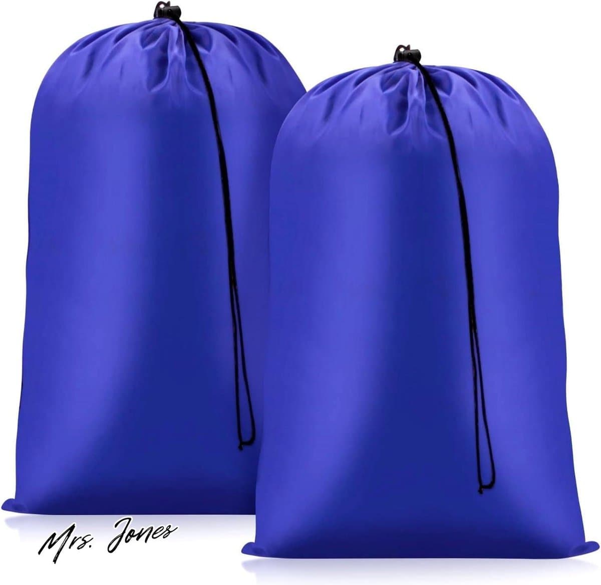 Mrs. Jones Grote Waszakken 2 Pack Trekkoord Waszak Opslag Vuile Kleding Opvouwbare Organizer Tassen voor Reizen Studenten College Dorm - Blauw 60x80cm . — afbeelding 1