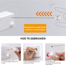 ApexArte® Waslijn Uittrekbaar - Wanddroogrek - Wasdraad - Zilver — thumbnail 3