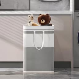 75 liter, waterdichte, opvouwbare wasverzamelaar met handvat, voor kleding, speelgoed in slaapzaal en het gezin, zwart — thumbnail 3