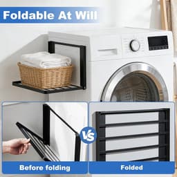 Uitbreidbare Magnetische Wasmachine Rek voor Handdoeken, Kledinghangers en Vuilniszakken - 40,5 x 25 cm, Efficiënte Organisator voor de Wasruimte — thumbnail 4