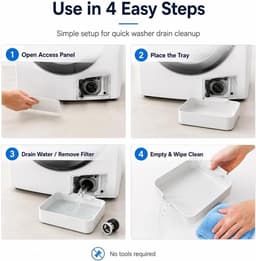 Universele Lekbak Wasmachine - 4-Delige set - Opvangbak Tegen Lekkage - 17.8 x 17.8 cm - Afvoerbak voor Wasmachine en Vaatwasser - Eenvoudig te Installeren - Kunststof - Bescherm de Vloer - Wateropvang - Voor Appartementen,Huurwoningen - Wit — thumbnail 4