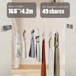 4,2 m dubbel touw, intrekbare en uittrekbare waslijn, instelbare waterdichte hangende waslijn, wandgemonteerd voor binnen — thumbnail 3