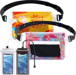 Tas, 4 stuks, waterdichte telefoonhoes, waterdicht, onderwater, waterbestendige heuptas, Hawaïaans patroon, mobiele telefoon, waterdichte tas, beschermhoes voor watersport, zwemmen, raften — thumbnail 1