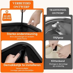 Wasmand 2 Vakken met Deksel, Grote Opvouwbare Wasmand met Uitneembare Zakken, Laundry Basket voor Badkamer, Slaapkamer en Wasruimte, 145L, Zwart — thumbnail 4
