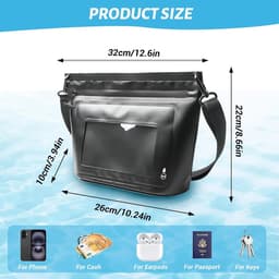 Tas voor zwemmen, 6 liter, waterdichte heuptas voor surfen, rivierzoeken, raften, klimmen, wandelen, verkennen, zwart, 26*11*22 CM, mode — thumbnail 2