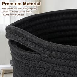 Gevlochten, opbergmand met handvatten, wasverzamelaar handgemaakt, mand voor opberging van dekens, speelgoed, knuffels, kleding, zwart — thumbnail 3