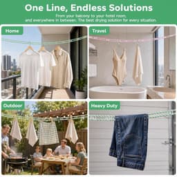 Waslijn, 8 m, antislip, draagbaar, 2 stuks — thumbnail 3