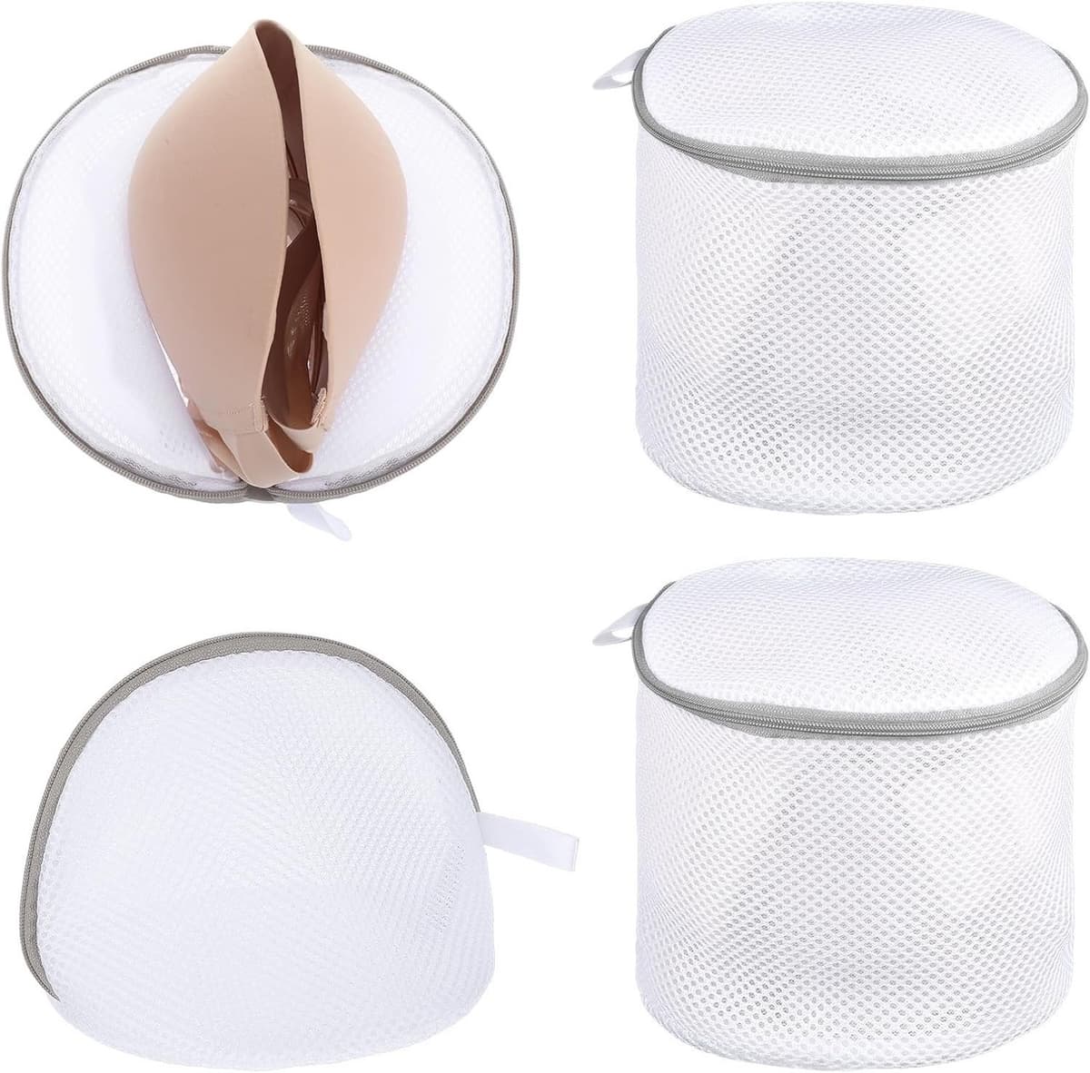 Wasnetjes Set - Wit - Halfrond en Cilindrisch - Duurzaam Polyester/Nylon - Voor Lingerie en Fijnwas — afbeelding 1