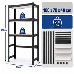 Wasmachine rek - 180 x 70 x 40 cm - tot 600 kg - zwart — thumbnail 5