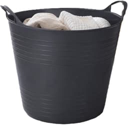 Flexibele kuip - zwart - 40 liter - met handvatten - 45 cm - kunststof - emmer - wasmand — thumbnail 1
