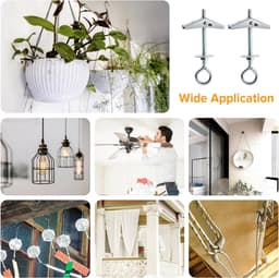 4 Sets M6 Wing Spring Hook, Spring Toggle Wing Gesloten Haak, Plafond Gipsplaat Montage Haak, met Zeskant Moeren, Ringen, voor Gipsplaat Holle Wanden Hangende Planten Bevestiging — thumbnail 5