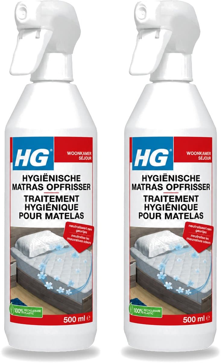 2 x HG - Hygiënische Matras Opfrisser - Werkt Na 30 Minuten - Neutraliseert Nare Geurtjes - 500 ml - Voordeelverpakking - 2 stuks — afbeelding 1