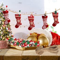 Pack van 50 Houten Mini Kerstclips - Foto Clips - Houten Kerstclips voor Knutselen en Ophangen — thumbnail 3