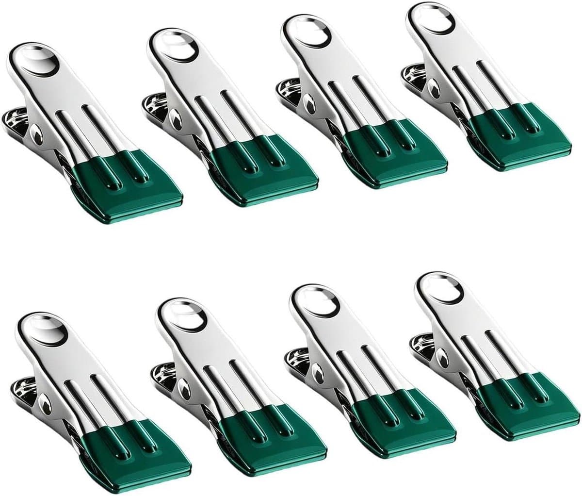 Wasknijpers Roestvrij Staal - Kleding Clips - Was Ophangen - Gecoate Bescherming - 8 Stuks - Groen — afbeelding 1