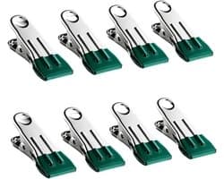 Wasknijpers Roestvrij Staal - Kleding Clips - Was Ophangen - Gecoate Bescherming - 8 Stuks - Groen