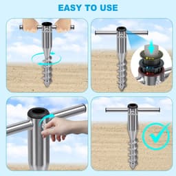 Parasolhouder voor balkon - Stijl B-Pijphandvat - Metalen grondanker voor parasols 3-5 cm stang - Duurzame strand- en tuinhouder — thumbnail 3