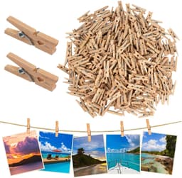 300 stuks kleine houten wasknijpers, 25mm mini wasknijpers van hout — thumbnail 1