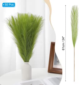 61 cm pampasdecoratie, 50 stuks kunstmatige pampas, bulk, pluizig kunstgras, klein gedroogd voor thuis, boho, decoratie, vaas, bruiloft, muur, grond, groen — thumbnail 3