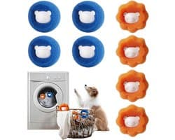 Wasbollen - 8 Stuks - Haarballen voor Wasmachine van Schuim en Polypropyleen - Vormvaste Reinigingsballen voor Kleding en Handdoeken - Oranje en Blauw — afbeelding 1