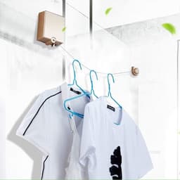 Intrekbare Waslijn - Telescopische Lijn Droogrek - Kleding Drogen - Schokvrij Ontwerp - Ruimtebesparend - Wit — thumbnail 2