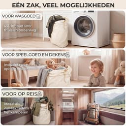 SnelShoppen - Waszakken set van 2, 50 x 70 cm EXTRA groot, duurzaam, 100% katoen, Oeko-Tex gecertificeerd, ideaal voor reizen, milieuvriendelijk — thumbnail 5