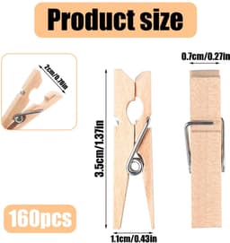 Dailygoods - 160 Stuks Houten Wasknijpers Klein - Mini Knijpers voor Foto's en DIY Decoratie — thumbnail 2