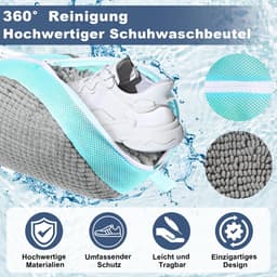 Dailygoods - Schoenwaszak, waszak, 2 stuks, ritssluiting, waszak voor schoenen, anti-vervorming, licht en draagbaar, herbruikbaar wasnet, waszak voor sneakers, grijs, 39 x 25 x 9 cm — thumbnail 2