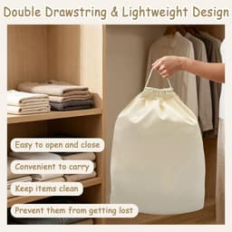 Dailygoods- Canvastassen Set van 2 - Herbruikbare Opbergtas - Trekkoordsluiting - Lichtgewicht en Draagbaar - Wasbaar en Ademend Katoen - Ideaal voor Dagelijks Gebruik — thumbnail 4