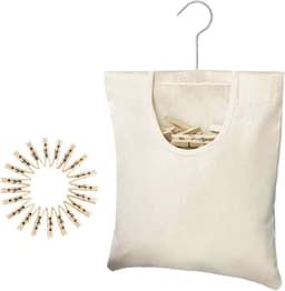 Wasknijper Opbergtas - Hangende Organizer - Was Ophangen - 360 Graden Haak - 32x20x2 cm - Beige — thumbnail 1