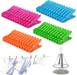Wasknijpers Set met Mand - Kunststof - Windbestendig en Kleurig - Antislip Ontwerp - Voor Kleding en Huishoudelijk Gebruik — thumbnail 1