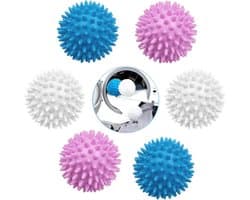 SnelShoppen - Tumble Dryer Balls Set van 6 - Herbruikbare Siliconen Wasballen voor Droger en Wasmachine, Energiebesparende Vezelverzachter en Anti-Tan