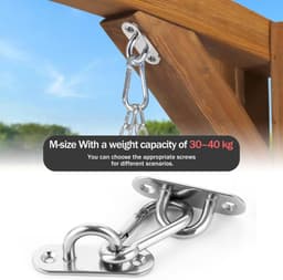 SnelShoppen - RVS Oogplaat Set van 8 met Carabiners - Muur- en Plafondbevestiging - Perfect voor Tuin, Camping, en Binnengebruik — thumbnail 4