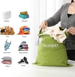 SnelShoppen - 4 Pack Waszakken voor Vuile Kleding, Reiswaszakken van Waterdicht Nylon, Ideaal voor Zwemmen, Yoga en Sport - 23.6"×17.7" — thumbnail 5