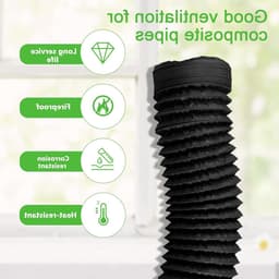 Flexibele PVC Afvoerslang 6m met 80mm Diameter, Aluminium Buizen, RVS Slangklemmen en Aluminium Folie voor Airco's en Wasdrogers — thumbnail 2