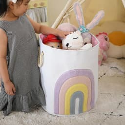 Grote Roze Wasmand van Canvas 58L met Trekkoord - Ideaal voor Baby Kleding en Speelgoed, Ruimtebesparend en Duurzaam — thumbnail 4