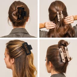 Set van 2 Vierkante Klemmen voor Medium Haar, 8.5 cm, Mat, Antislip, Sterke Grip, Haaraccessoires voor Vrouwen en Meisjes in Zwart en Beige — thumbnail 4