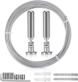 5 m wandbeugelset, roestvrij stalen gordijndraad, gordijn staalkabel, voor gordijn, waslijn, spandraad, fotodraad, douchegordijnen — thumbnail 1