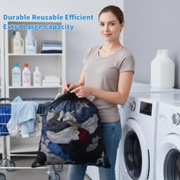 SnelShoppen - 2 x Waszakken voor Wasnet 70 x 90 cm Grote Waszakken met Koord Herbruikbaar voor Wasmachine, Jas, Beddengoed, Ondergoed en Kleding — thumbnail 3