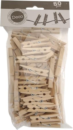Mini wasknijpers hout - Decoratieve klemmen knutselen - Foto's ophangen - Natuurlijke look - 72 stuks - Wit — thumbnail 5