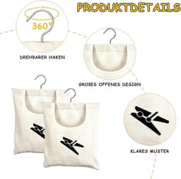 Wasknijperzakken Set - Opbergzak Klemmen - Wasknijpers Organiseren - Draaibare Haak - 32 x 28 cm - Crèmetinten — thumbnail 5