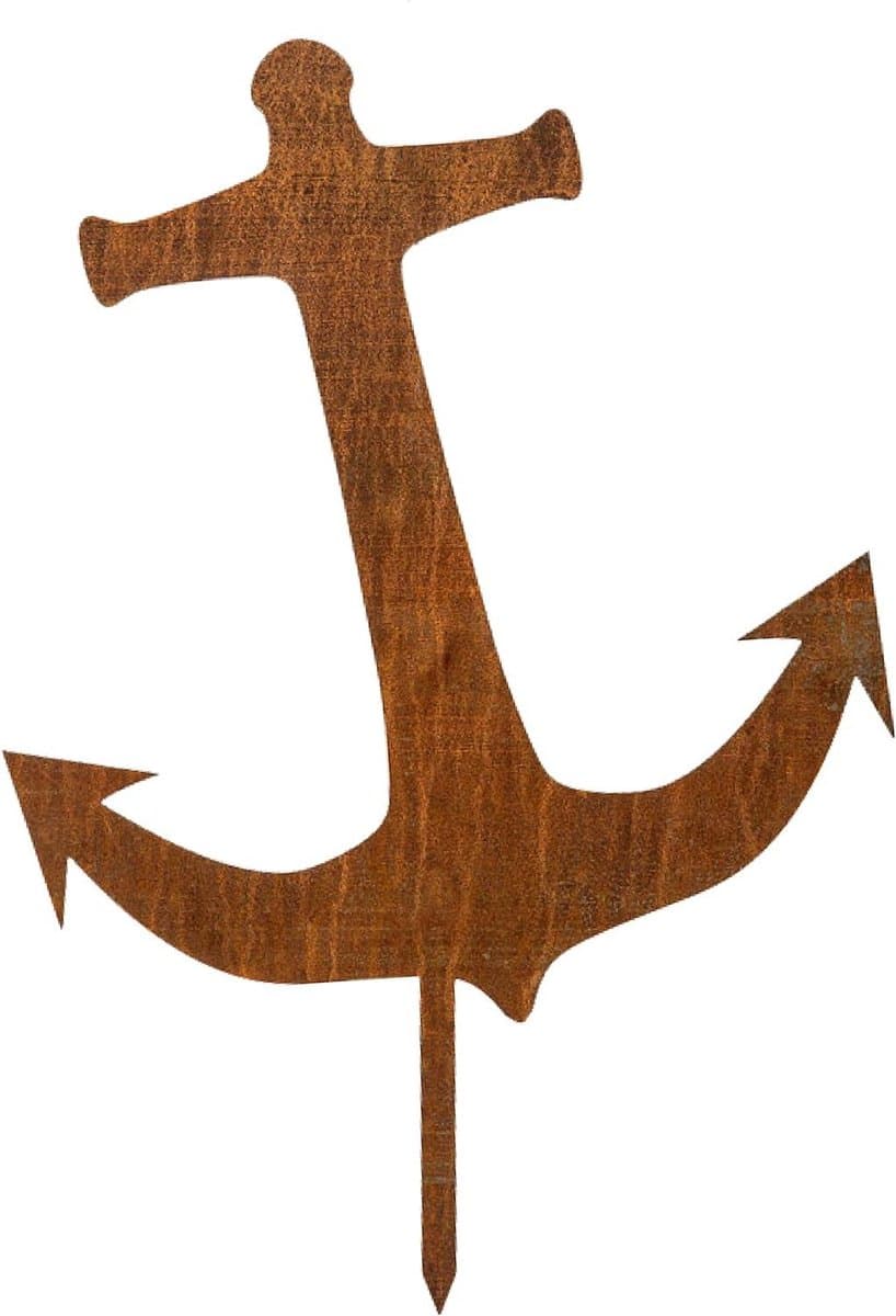 Tuinsteker Anker - Roestdecoratie Tuin - Tuin Decoreren - Cortenstaal met Roestpatina - 52 cm hoog - Roestkleurig — afbeelding 1