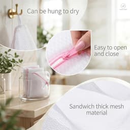 Mini wasmachinezakken voor fijne was - 4 stuks, 12 x 13 cm, netzakken voor sokken en lingerie, wasnet met honingraatstructuur — thumbnail 2